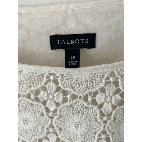 Talbots Lace Eyelet Crochet Top Size 16 Beige Lined Coquette Cottagecore Career - Picture 3 of 13
